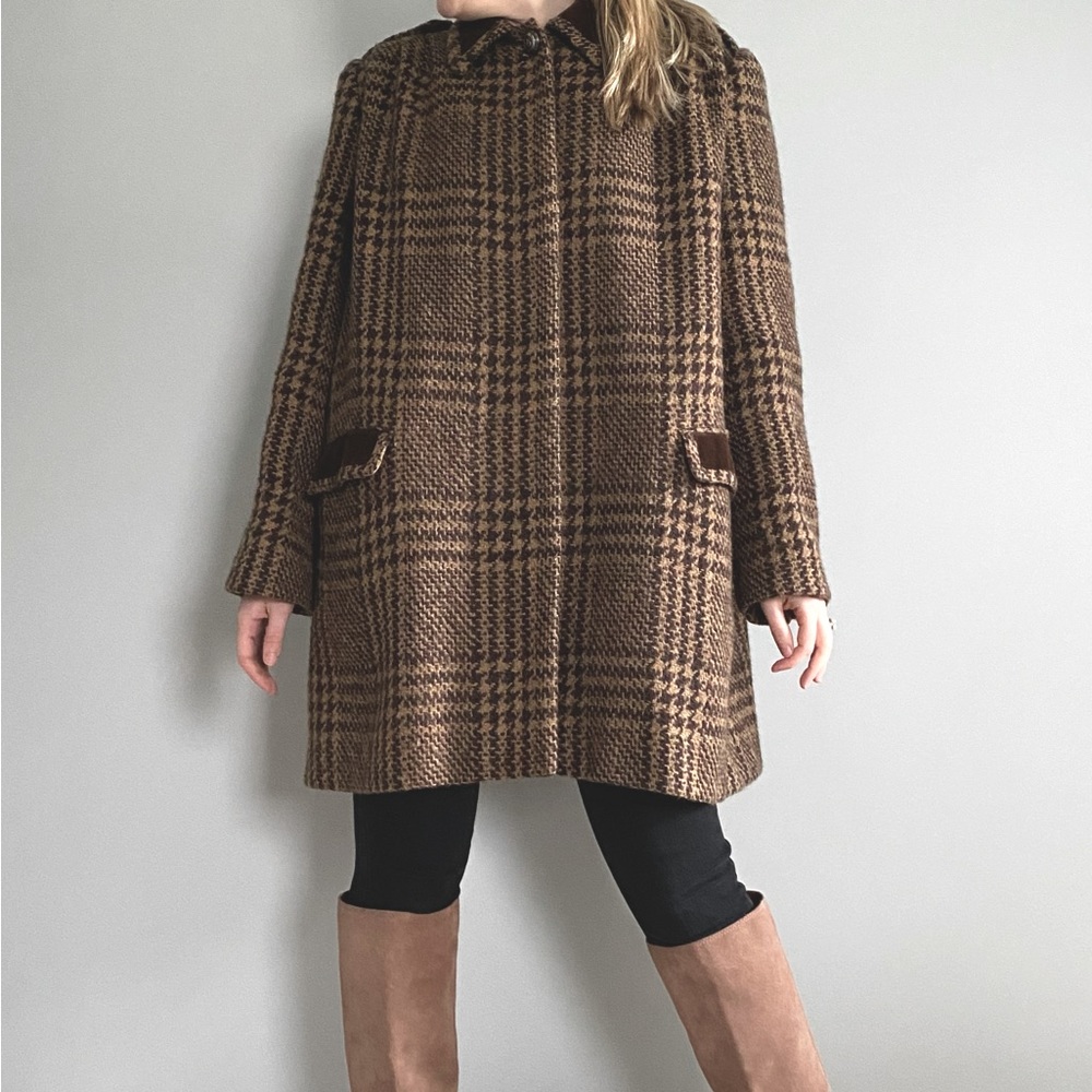 Valentino Vintage Brown Houndstooth Coat
